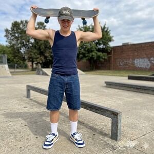 Vans Skateboarding Estazzo Shoes Mens 10.5 Blue White Yellow Low Top Suede